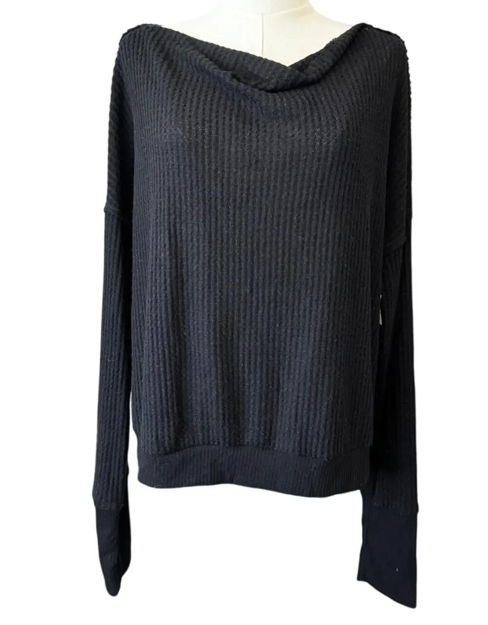 New TREASURE BOND NORDSTROM Waffle Knit Cowl Neck Long Sleeve Sweater Size XL